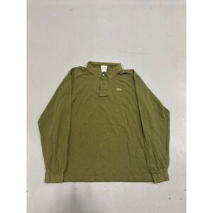Lacoste Mens Long Sleeve Pique Polo Shirt Olive Green Size 7 XL